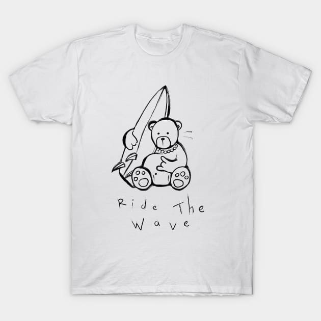 Ride the Wave (Black and White) T-Shirt by Ewen Gur